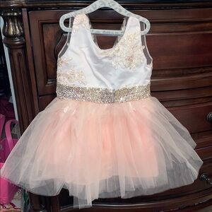 Elegant Peach and White Tulle Dress